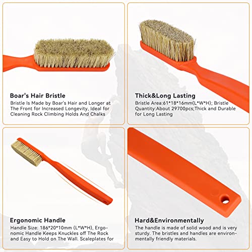 TWO STONES Climbing Chalk Brush with Thick Ultra Durable Boar's Hair Bristles, Bouldering Brush with Ergonomic Handle Portable with Climbing Chalk Bag(Not Included) for Climbing Wall Holds - color: Black+white
