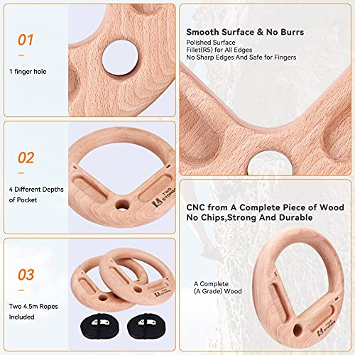 Two Stones Portable Hangboard Rock Climbing as Pull Up Ring for Rock Climbers Trainning Indoor or Outdoor Fingerboard Climbing Hang Board for Climbing