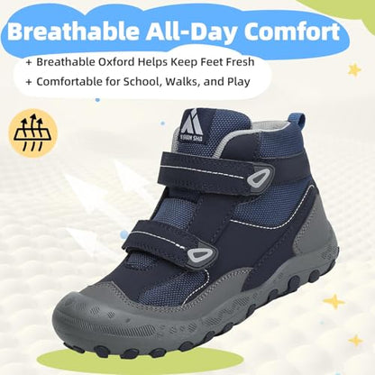 Mishansha Kids Water Resistant Hiking Boots, Boys Girls Anti Collision Anti-Skid Athletic Outdoor Adventure Trekking Shoes - color: Blue/Dark Blue/Gray, size: 12.5 Little Kid