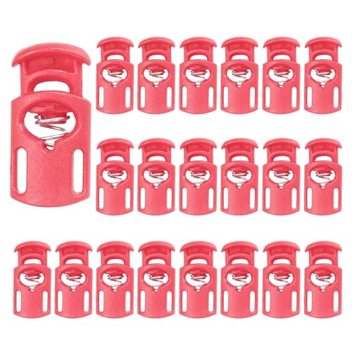 PATIKIL Nylon Spring Cord Locks, Elastic Toggle Stop Slider Clamp Adjuster Fastener for Drawstring Shoelaces Paracord - color: Rose Red