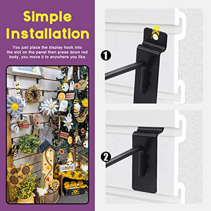 Swpeet 32Pcs 4 Sizes 2" 4" 6" 8" Heavy Duty Slatwall Hooks Assortment Kit, Slatwall Accessories Slatwall Panel Hook Garage Organization Slat Wall Hooks Pegboard Gridwall Hook Display - size: 2 Inch / 4 Inch / 6 Inch / 8 Inch