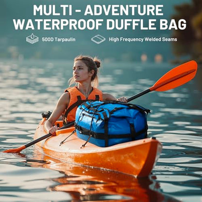 MIER Large Waterproof Duffel Bag - 60L/80L Dry Bag Backpack | Detachable Backpack Straps; Multi-Pockets; Roll-Top with Hook-and-Loop Closure; Motorcycle, Kayaking, Gym, Beach, Boating - color: Dark Blue, size: 60L