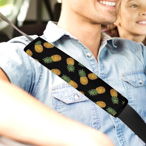 2 Piece Soft Padded Seat Belt Shoulder Pad for Adult Use, All Vehicles, Pineapple Tropical Fruits Automotive Seat Belt Protector, Easy Install (No Tool) - color: Pattern 1035