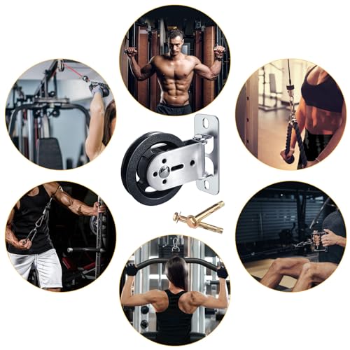Cable Pulley Wheel System Wall Mounted：180° Rotation Silent Cable Gym Pulley Blocks - Heavy Duty Swivel LAT Pulley System Gym Home Equipment