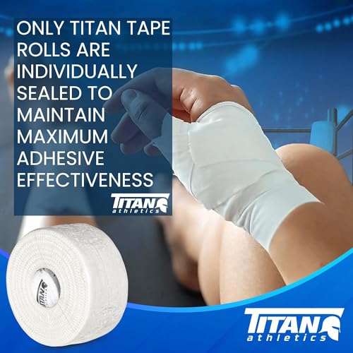 12 Pack White Athletic Tape (45ft Rolls) - Athletes Trainers Injuries & First Aid - Premium Medical Sports Tape - Wrap & Support Ankles & Wrists - Easy Tear Design with Zinc Oxide & No Sticky Residue - color: White - 12 Pack