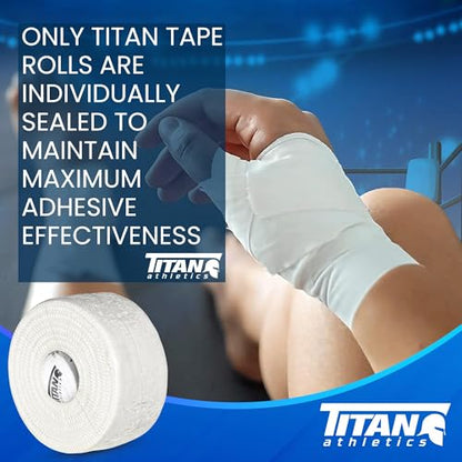 12 Pack White Athletic Tape (45ft Rolls) - Athletes Trainers Injuries & First Aid - Premium Medical Sports Tape - Wrap & Support Ankles & Wrists - Easy Tear Design with Zinc Oxide & No Sticky Residue - color: White - 12 Pack
