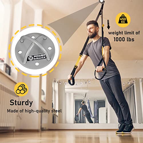 POWER GUIDANCE Wall and Ceiling Mount Bracket for Suspension Straps, Gymnastic Rings, Yoga Swings & Hammock Resistance Band Battle Rope - color: Sliver ( Set of 1)