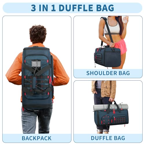 Bosstin Gym Bag for Men & Women,45L Travel Duffle Sports Duffel Bag Gym Weekender Overnight Backpack with Shoe Compartment (Blue) - color: 5Blue