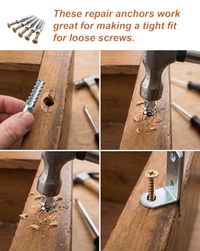 60 Pack Hollow Wall Anchor with Screws,Loose Hinge Hole Repair Kit for Wall | 3/8 inch Metal Expansion Bolt for Drywall,Concrete wall anchors are suitable for bathrooms,kitchens,living rooms and garages - size: 3/8 inch