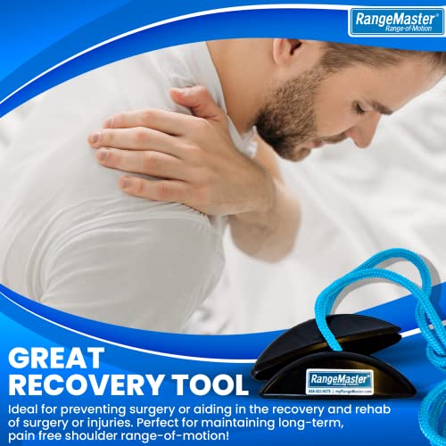 RangeMaster BlueRanger Over the Door Shoulder Pulley, Pulley for Physical Therapy, Aids Pain Free Range of Motion in Frozen Shoulder, Adjustable Cleated Handles, Metal Bracket (FSA/HSA) | Adjustable Cleated Handles | Physical Therapy Equipment | Supports