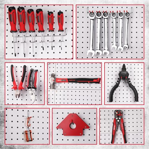 Ultimate 121-Piece Pegboard Hooks Set, Pegboard Accessories with Metal Hooks, Durable Peg Board Organizer Accessories, Pegboard Bins, Peg Board Tool Utility Hooks - style: 121 pcs -- Red