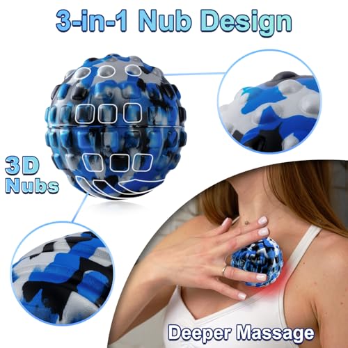 Fascia Release Tools Deep Tissue Massage Ball for Exercise & Recovery Targets Back, Shoulder, Legs&Feet - Relieves Muscle Knots, Trigger Point Massage, Pressure Point Therapy- Myofascial Release Ball - color: Blue&gray, size: 2-Pack | 2.8-inch