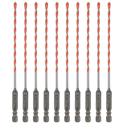 Concrete Drill Bits, 5/32" Hex Shank Masonry Bits, 10PCS | carbide masonry drill bits for concrete, brick, tile, glass, cement and plastic with hex shanks - size: 5/32"
