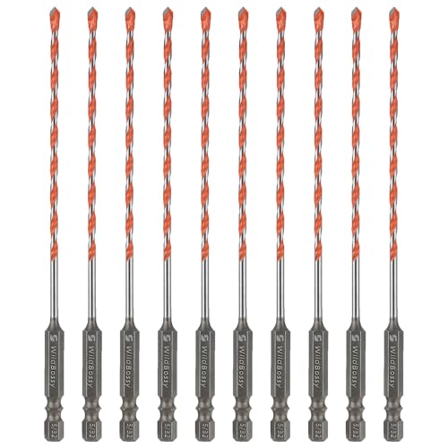 Concrete Drill Bits, 5/32" Hex Shank Masonry Bits, 10PCS | carbide masonry drill bits for concrete, brick, tile, glass, cement and plastic with hex shanks - size: 5/32"