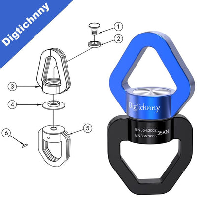 35KN Swing Swivel with Swivel Carabiner, Black Blue, 2 Pack | For hanging chairs, aerial yoga, hammocks, tire swings, kids' swings, gym rings, web tree swings, smooth rotation - color: Black Blue, size: 2 pack with carabiners