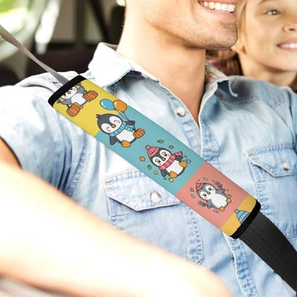 2PCS Penguin Cute Penguins Winter Animal Seat Belt Cover Breathable Seat Belt Cushion for Adults and Children, All Vehicles, Comfortable Driving - color: Pattern 675