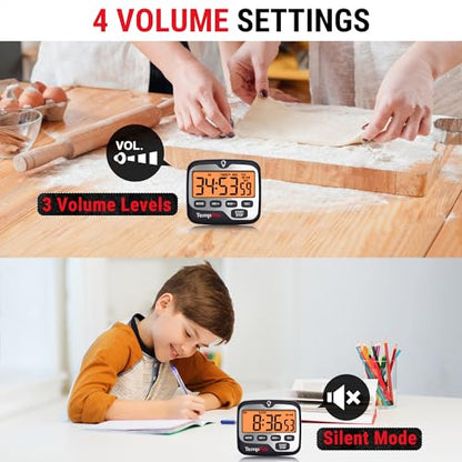 TempPro TM01 Kitchen Timers for Cooking with Count Up Countdown Timer, Digital Timer for Kids Students with Touch Backlight, Study Timers for Classroom Teacher Supplies(Previously ThermoPro) - size: Digital Timer 1 Pack