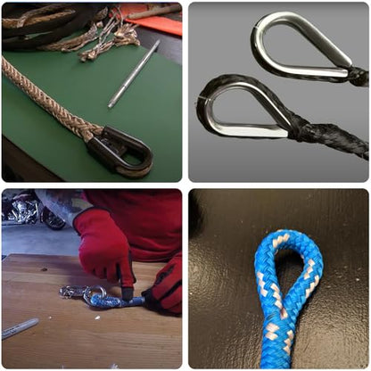 XIALUO Rope Splicing Tool Kit with 6 Stainless Steel Mirror polishing Splicing Tool and Fids Pusher Suitable for Rapid Recovery and Splice Double Braid Rope