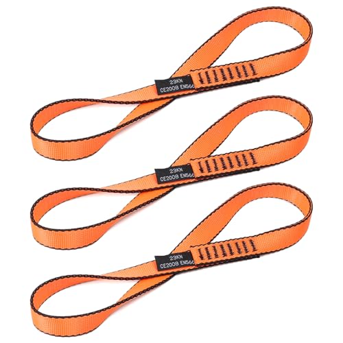 18MM Nylon Climbing Sling Runner 23KN CE2008/EN566 Strong Webbing Straps for Rock Climbing,Mountaineering, Rappelling, Swing, Yoga Hammock etc - color: Orange, size: 30cm/ 12inch |Pack of 3