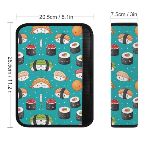 1 Pair Universal Soft and Comfortable Car Seat Belt Pad for Girls and Boys, Most Cars, Funny Food Sushi Harness Pads Strap, Neck and Shoulder Support - color: Pattern 791