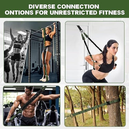 Adjustable Heavy Duty Pull Up Assistance Bands with Fabric Feet and Knee Rest - Pull Up Resistance Bands for Men, Women, and Seniors - Perfect for Dip and Resistance Strength Training Glamflex - color: Army Green