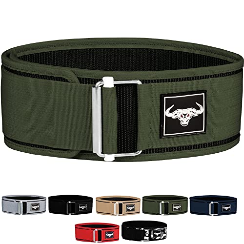 IBRO Quick Locking Premium Weight Lifting Belt - Back Support for Powerlifting, Cross Training & Gym Bodybuilding - 4 Inch Nylon Men and Women with Metal Buckle for Core Stability - color: Green, size: Small