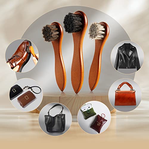 Unekez 4-Piece Horse Hair Shoe Brush Shine Kit, Shoe Polish Brush, Leather Shoes Boot Cleaning Brushes Care Clean Dauber Applicator