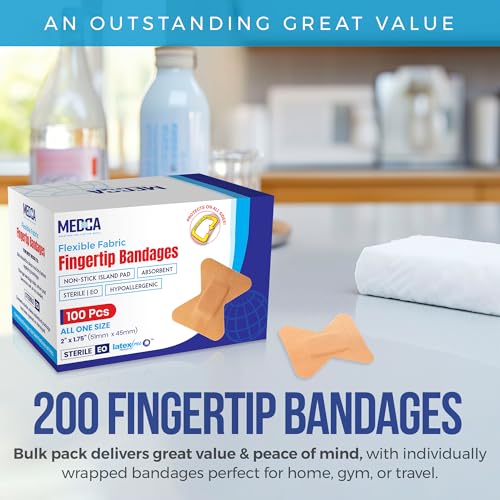 Flex Fabric Adhesive Bandages - Finger-Tip Bandages for Finger Care and to Protect Wounds from Infection - (200 Count)
