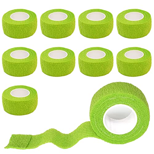 2 Inches Self Adhesive Bandage Wrap, 9 Pack, Grass Green | Cohesive Bandage Self Stick Wrap for Ankle, Wrist, Finger, Sports, Breathable Cohesive Vet Tape for Pets - color: Grass Green, size: 1 Inch