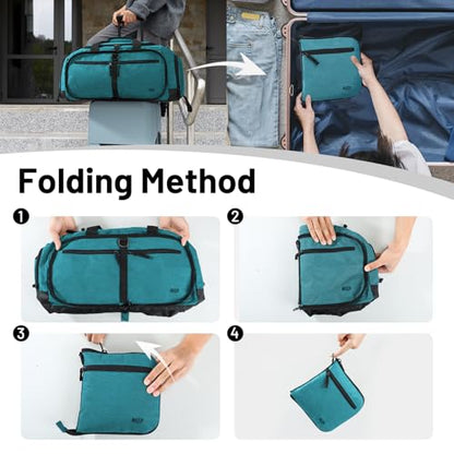 MIER Packable Travel Duffle Bag with Shoe Compartment, 50L, Teal | Foldable Weekender Duffel; Multi-Pockets; Adjustable Shoulder Strap; Luggage Sleeve; Travel, Sports, Camping, Gym - color: Teal, size: 50L