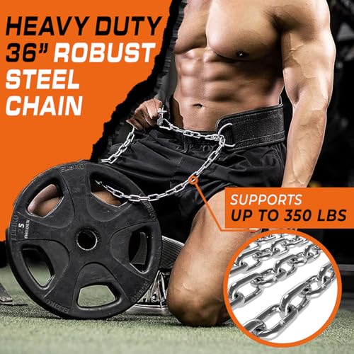 LARA STAR Dip Belt for Weightlifting, Weight Belt for Pull-Ups, Powerlifting, Squats, and Bodybuilding – Heavy-Duty Steel Chain, Neoprene Support, Lifts up to 650 lbs. - color: Black