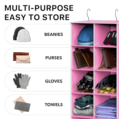 Simple Houseware 20 Section Shelves Hanging Shoes Organizer, Pink | Dual Metal Hooks, 10 Tier, Holds Up to 20 lbs, for Narrow Space - color: Pink