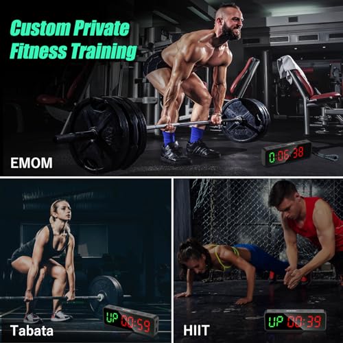 Portable Gym Workout Timer, Fitness Clock with The Rubber Case and Built-in Magnetic Spine, Large LED Digital Anti Vertigo Display, for Home Garage Schools (Black) - color: Black