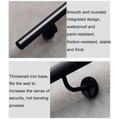 Metal Stair il with 2 Brackets Round Tube Wall-Mounted Railing for Indoor/Outdoor Use il Kit for Stairs Balconies Terraces & Villas (350cm/11.5ft) - size: 350cm/11.5ft