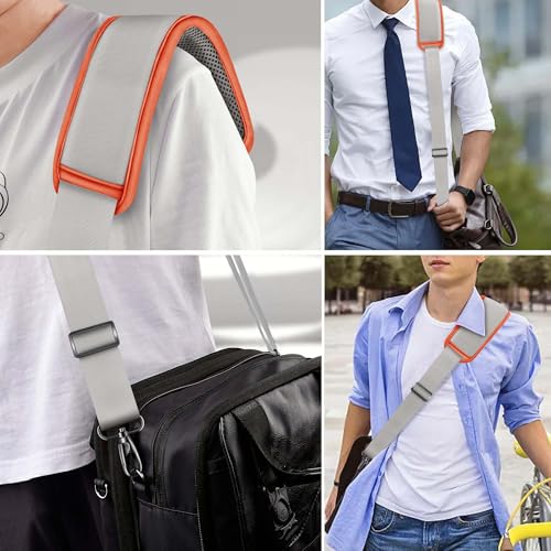 Hseok 60 Inch Shoulder Strap, Ultra-Thick and Padded with Metal Swivel Hooks for Laptop Messenger and Crossbody Canvas Bags - color: Gray Orange