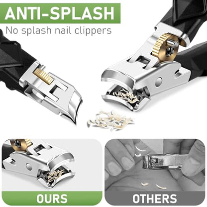 Toenail Clippers for Thick Toenails, Slanted Nail Clippers for Men, Heavy Duty Ingrown Toenail Clippers Nail Cutters, Ultra Sharp Wide Jaw Opening Nail Clippers with Long Handle - style: Large Opening Nail Clipper Set
