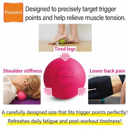 Massage Lacrosse Balls for Myofascial Release, Trigger Point Therapy,Manual Massage Balls, Muscle Knots, and Yoga Deep Tissue Massage. Set of 2 Firm Balls (Pink＆Light Pink) - color: Pink＆light Pink