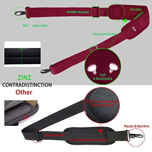 ZINZ 79 inch Shoulder Strap, Extra-thick Fixed Cushion Pad and Dual Clasps Universal Replacement Strap with Metal Swivel Hooks for Laptop Bags, Luggage Bags, Camera, Crossbody (200cm,Red) - color: Red