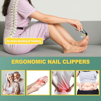 Nail Clippers for Seniors, CLPPNA Wide Jaw Fingernail Clippers and Angled Head Toenail Clippers for Thick Nail, 4 Pack Professional Nail Clippers for Men, Women&Pregnant, Black - style: Black Wide Opening & Angled Head