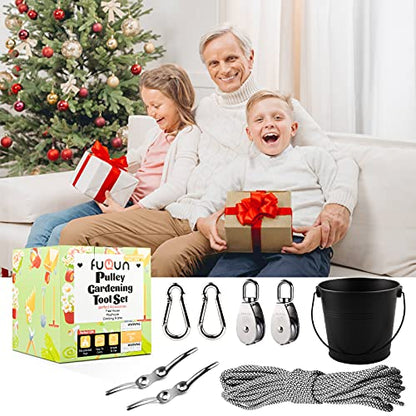FUQUN Treehouse Accessories - Pulley with Bucket Cable, Kids Playhouse Accessories, Pirate Ship Accessories Outdoor, Playhouse Game, Bucket for Treehouse (2 Sets, Black) - size: Black 2 sets