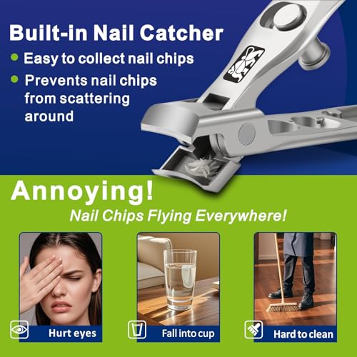 DIGNITY Fingernail & Toenail Clipper Set with Case,4 Pcs Set | Wide Jaw opening,Sharp Blade,with Catcher & Lock,Ideal for Thick & Ingrown Nails - color: Tool Box Nail Clippers
