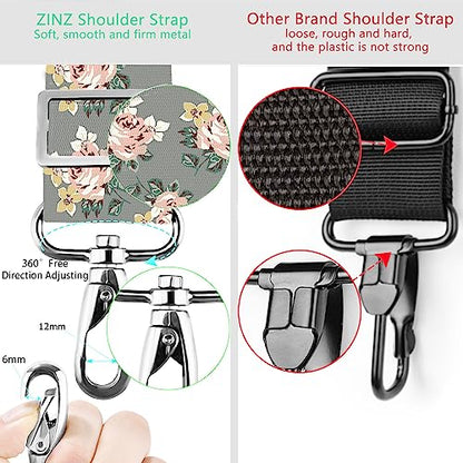 ZINZ Shoulder Strap 78" Universal Handbag Strap with Ultra-thick Fixed Padded and Dual Balanced Adjustable Buckles Shoulder Crossbody Strap for Briefcase Messenger Bag Laptop bag Luggage，Gray rose - color: Gray Rose
