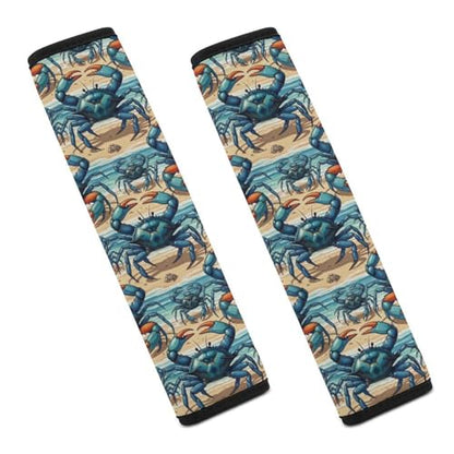 1 Pair Universal Soft and Comfortable Car Seat Belt Pad for Girls and Boys, Most Cars, Coastal Crabs Harness Pads Strap, Neck and Shoulder Support - color: Pattern 143