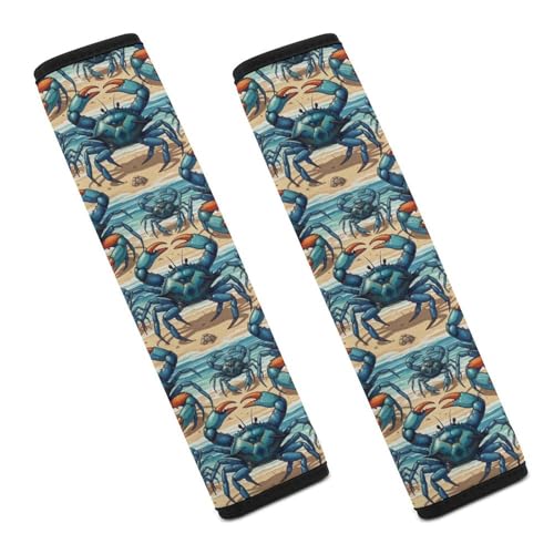 1 Pair Universal Soft and Comfortable Car Seat Belt Pad for Girls and Boys, Most Cars, Coastal Crabs Harness Pads Strap, Neck and Shoulder Support - color: Pattern 143