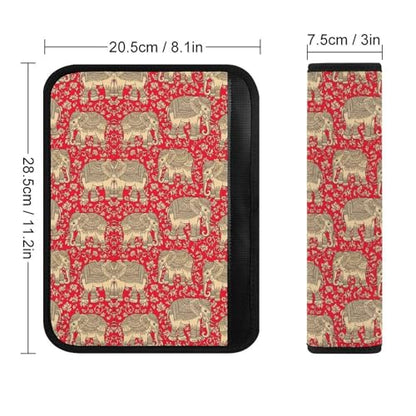 Universal Fit Car Seat Belt Pad for Elderly Support, All Vehicles, 2 Piece Red Gold Boho Elephant Automotive Seat Belt Protector Pressure Relief - color: Pattern 33