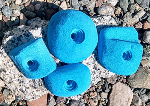 4 Pack Large Polyurethane Bolt-On Rock Climbing Wall Hand Holds - color: blue