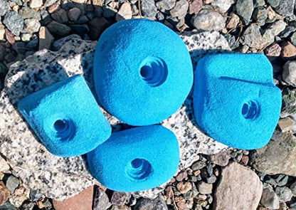 4 Pack Large Polyurethane Bolt-On Rock Climbing Wall Hand Holds - color: blue