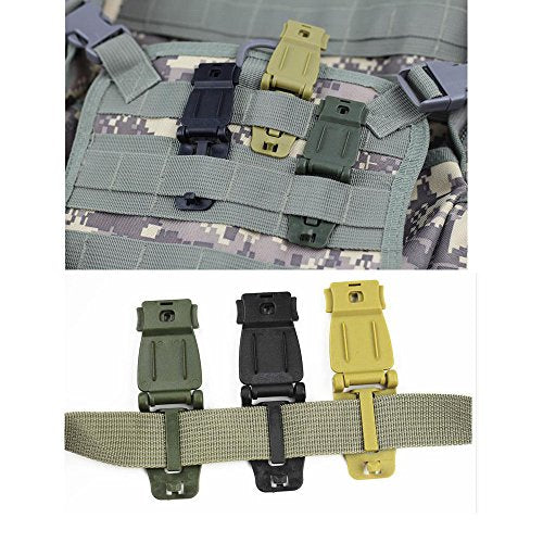 Jadedragon Multipurpose Tactical 360 Rotation D-Ring Clips/Locking Carabiner/Hydration Tube Clips/Elastic String Strap Management Tool for MOLLE Webbing Attachment Backpacks - color: WB-Black