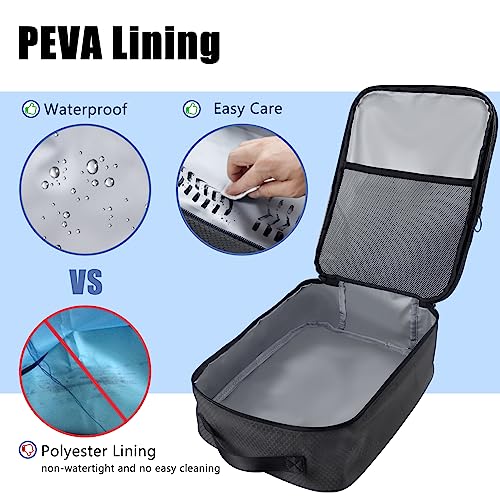Shoe Bag for Travel,2 Layers Shoes Organizer,Honeycomb Black | Holds 3 Pairs,Trolley Strap,Easy Clean Lining,Leak Proof,Dual Zippers - color: HoneycombGrey