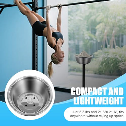 Portable Gym Chalk Stand, 21.6" x21.6" x42.3" Freestanding Gym Chalk Holder with Bowl Bucket Gymnastics Rock Freestanding Portable Chalk Stand Hangers Chalks Rock for Weightlifting